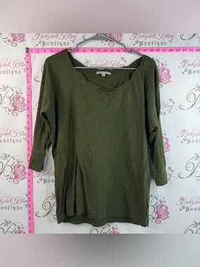 GAP long sleeve shirt army green Scoop Neck Long Sleeve Top - Olive Green